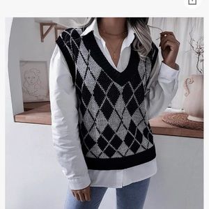 Grey knit sweater vest